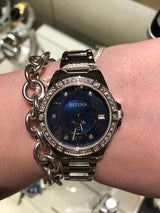 Bulova Marine Star Blue Dial Silver Steel Strap Watch for Women - 96R215 Buy Now By Bulova