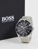 Shop Hugo Boss Ocean Edition Black Dial Silver Mesh Bracelet Watch for Men - 1513701 in USA