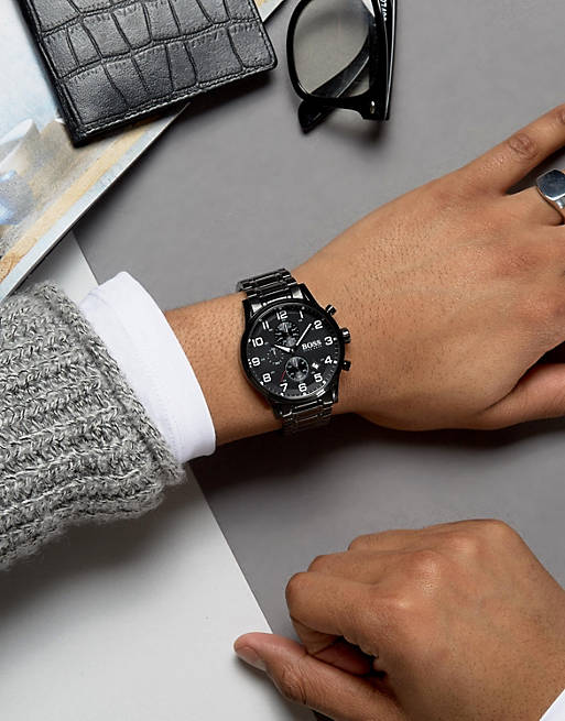Hugo Boss Chronograph Black Dial Black Steel Strap Watch for Men - 1513180 Buy Now By Hugo Boss