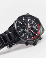 Shop Hugo Boss Globetrotter Black Dial Black Steel Strap Watch for Men - 1513825 in USA