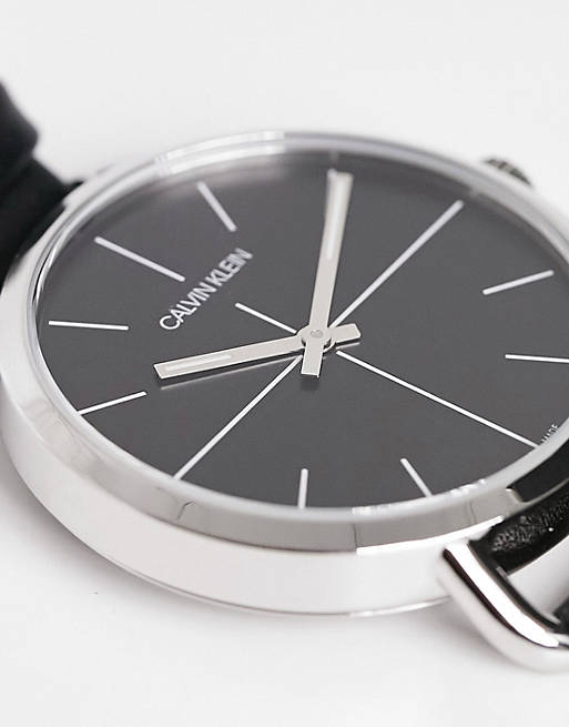 Calvin Klein Even Black Dial Black Leather Strap Watch for Women - K7B231CZ Buy Now By Calvin Klein