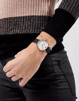 Emporio Armani Kappa Mother of Pearl Dial Black Leather Strap Watch For Women - AR80011 Buy Now By Emporio Armani