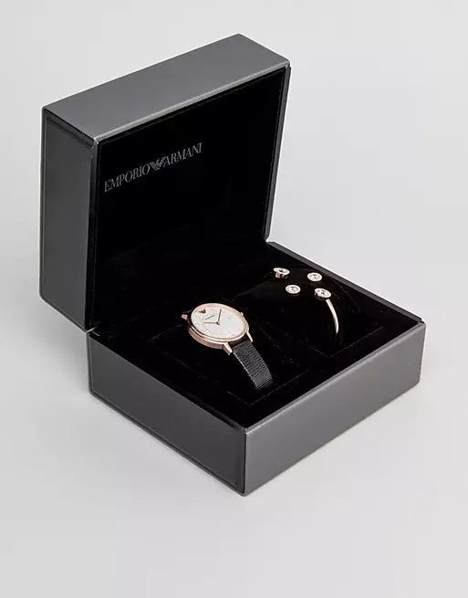 Emporio Armani Kappa Mother of Pearl Dial Black Leather Strap Watch For Women - AR80011 Buy Now By Emporio Armani