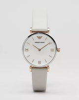 Emporio Armani Gianni T Bar Quartz Mother of Pearl Dial White Leather Strap Watch For Women - AR1965 Buy Now By Emporio Armani