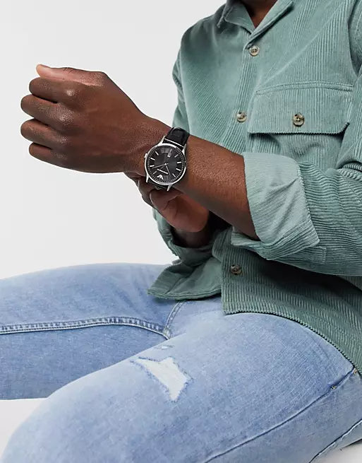 Emporio Armani Renato Analog Black Dial Black Leather Strap Watch For Men - AR11186 Buy Now By Emporio Armani