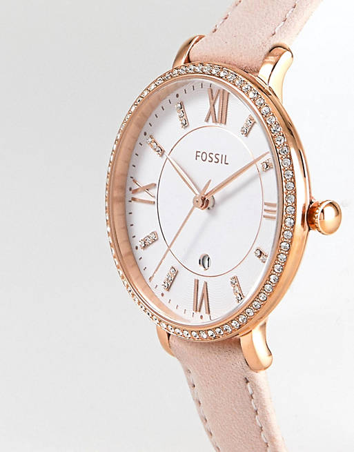 Shop Fossil Jacqueline White Dial Pink Leather Strap Watch for Women - ES4303 in USA