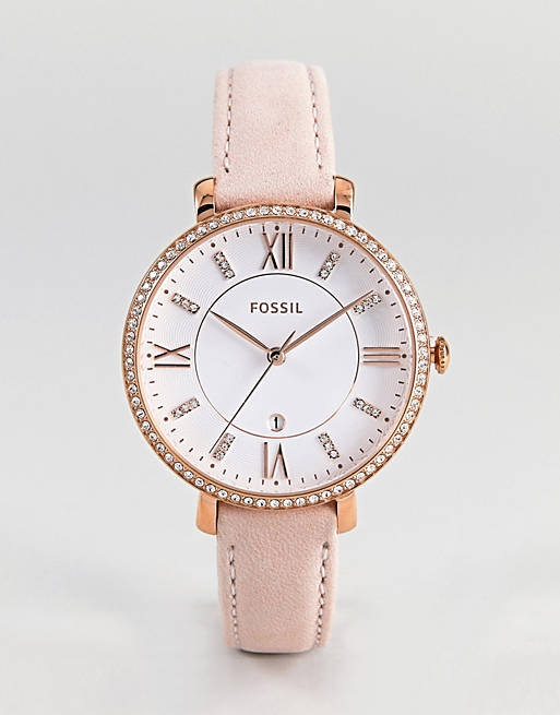 Shop Fossil Jacqueline White Dial Pink Leather Strap Watch for Women - ES4303 in USA