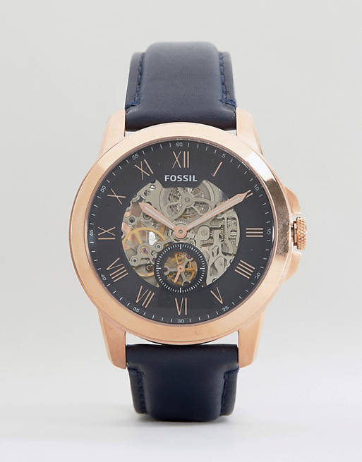 Fossil Grant Mechanical Blue Dial Blue Leather Strap Watch for Men - ME3054 Buy Now By Fossil