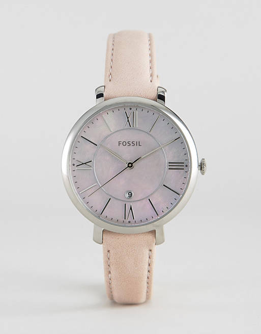 Shop Fossil Jacqueline Blush Mother of Pearl Dial Pink Leather Strap Watch for Women - ES4151 in USA