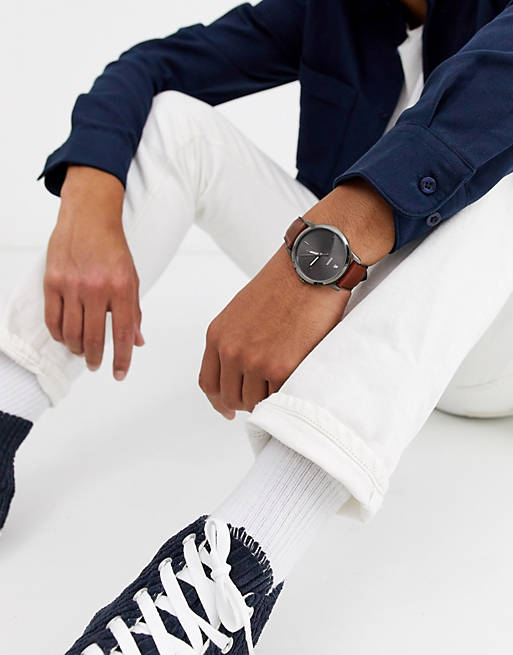 Fossil The Minimalist 3H Grey Dial Brown Leather Strap Watch for Men - FS5479 Buy Now By Fossil