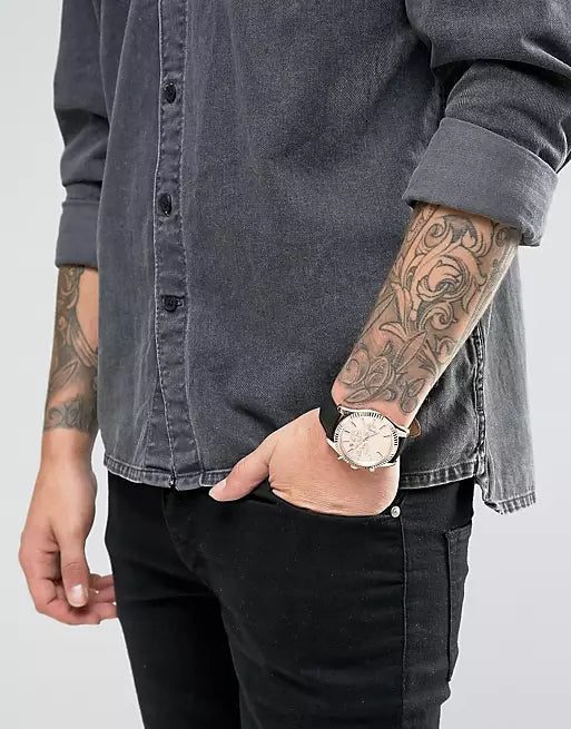 Michael Kors Lexington Chronograph Rose Gold Dial Black Leather Strap Watch For Men - MK8516 Buy Now By Michael Kors