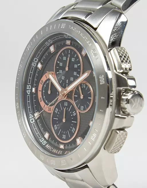 Michael Kors Ryker Chronograph Black Dial Silver Steel Strap Watch For Men - MK8528 Buy Now By Michael Kors