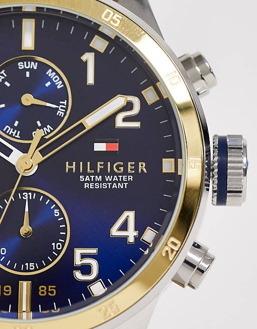 Shop Tommy Hilfiger Sport Multifunction Blue Dial Brown Leather Strap Watch for Men - 1791137 in USA