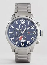 Shop Tommy Hilfiger Jackson Chronograph Blue Dial Silver Steel Strap Watch for Men - 1791242 in USA