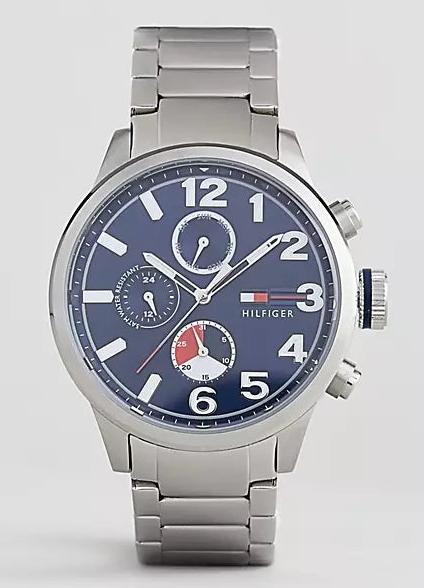 Shop Tommy Hilfiger Jackson Chronograph Blue Dial Silver Steel Strap Watch for Men - 1791242 in USA
