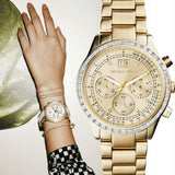 Michael Kors Brinkley Diamonds Gold Dial Gold Steel Strap Watch for Women - MK6187 Buy Now By Michael Kors