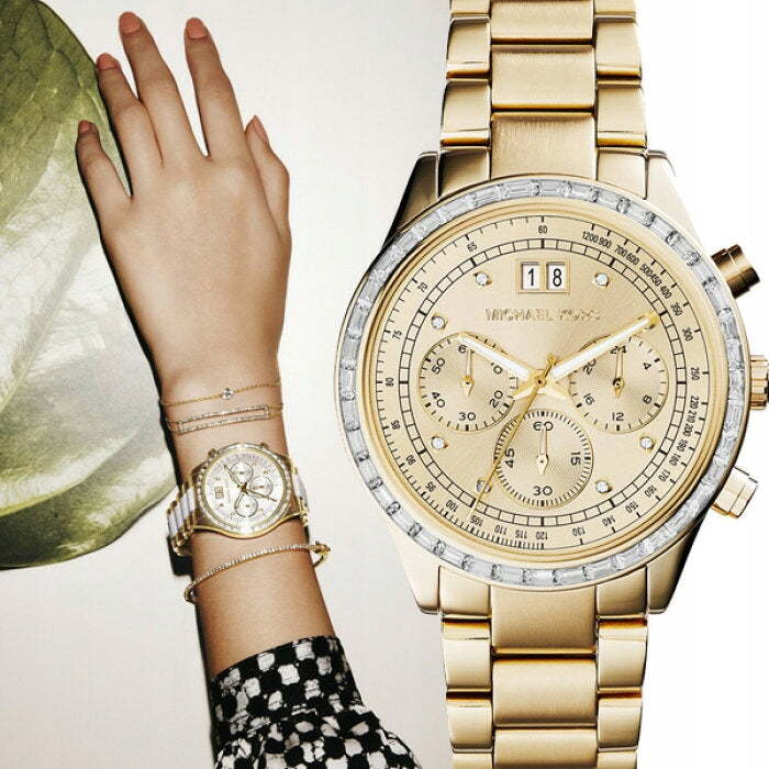 Michael Kors Brinkley Diamonds Gold Dial Gold Steel Strap Watch for Women - MK6187 Buy Now By Michael Kors