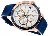 Tommy Hilfiger Bank Multifunction Quartz White Dial Blue Rubber Strap Watch for Men - 1791778 Buy Now By Tommy Hilfiger