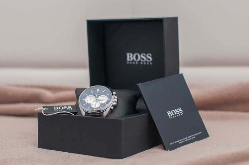Hugo Boss Driver Blue Dial Black Leather Strap Watch for Men - 1512882 Buy Now By Hugo Boss