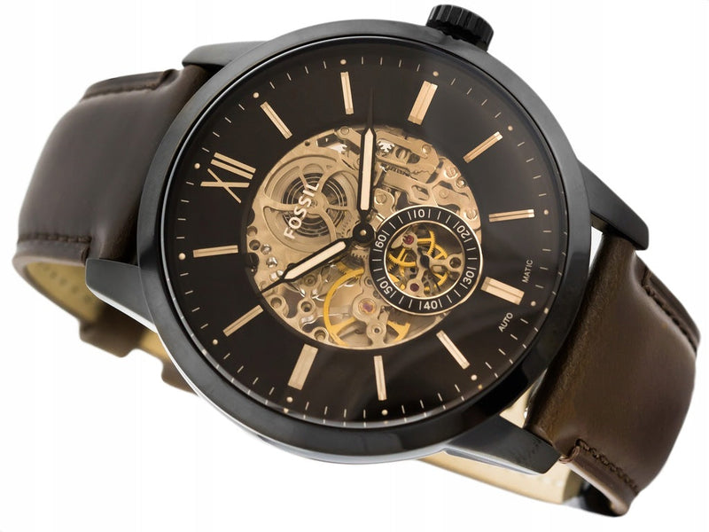 Fossil Townsman Automatic Black Dial Brown Leather Strap Watch for Men - ME3155 Buy Now By Fossil