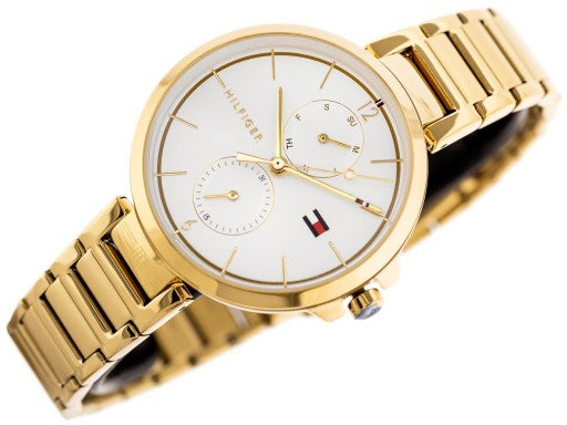 Shop Tommy Hilfiger Angela White Dial Gold Steel Strap Watch for Women - 1782128 in USA