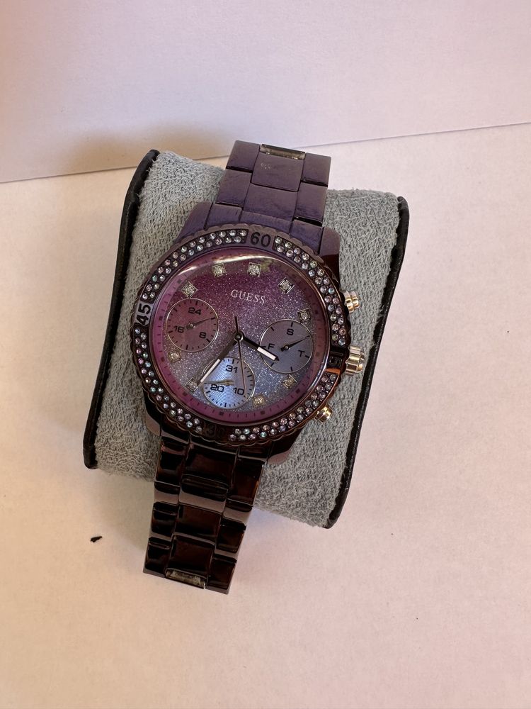 Shop Guess Confetti Diamonds Purple Dial Purple Steel Strap Watch for Women - W0774L4 in USA