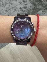 Shop Guess Confetti Diamonds Purple Dial Purple Steel Strap Watch for Women - W0774L4 in USA