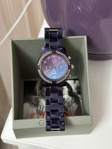 Shop Guess Confetti Diamonds Purple Dial Purple Steel Strap Watch for Women - W0774L4 in USA