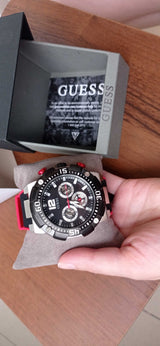 Guess Navigator Black Dial Black Rubber Strap Watch for Men - GW0264G1 Buy Now By Guess