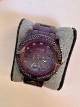 Shop Guess Confetti Diamonds Purple Dial Purple Steel Strap Watch for Women - W0774L4 in USA