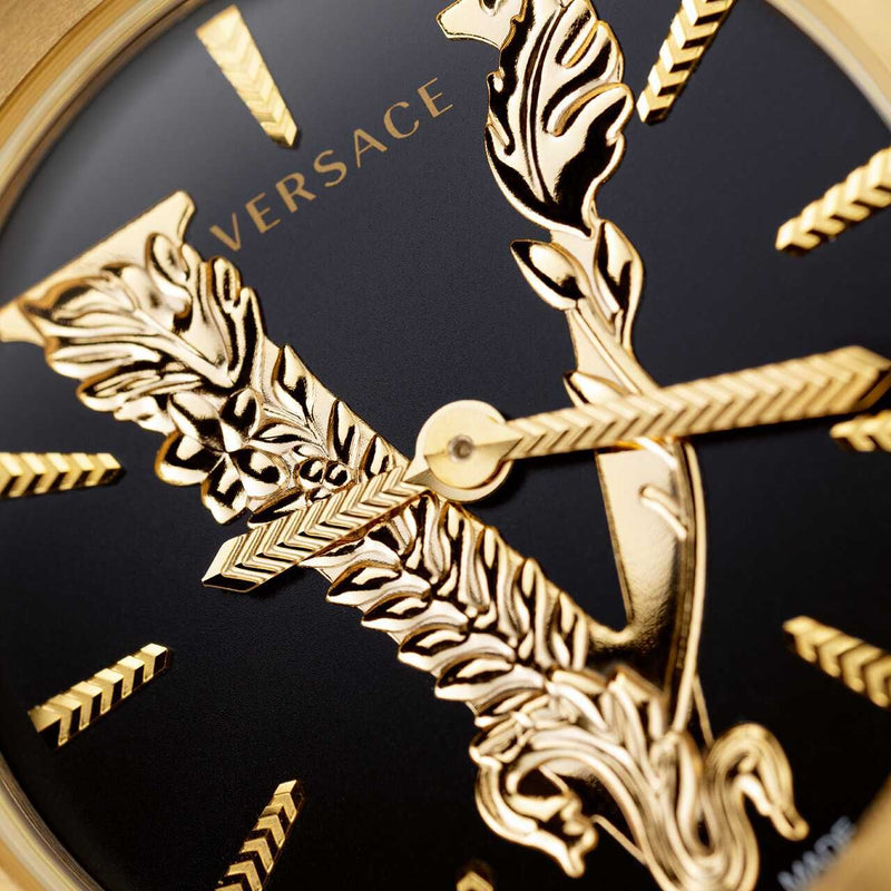 Versace Virtus Quartz Black Dial Black Leather Strap Watch for Women - VEHC00119 Buy Now By Versace