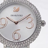 Shop Swarovski Crystal Frost Silver Dial White Leather Strap Watch for Women - 5484070 in USA