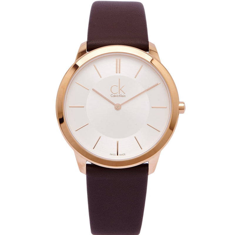 Calvin Klein Minimal White Dial Brown Leather Strap Watch for Men - K3M216G6 Buy Now By Calvin Klein