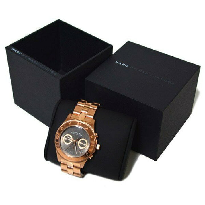 Marc Jacobs Blade Chronograph Brown Dial Rose Gold Steel Strap Watch for Women - MBM3308