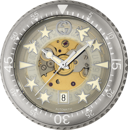 Shop Gucci Dive Automatic Transparent Dial White Rubber Strap Watch For Men - YA136343 in USA