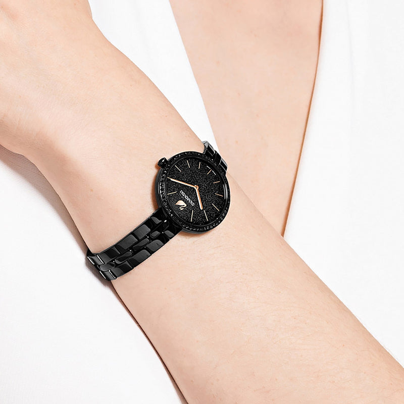 Shop Swarovski Cosmopolitan PVD Black Dial Black Steel Strap Watch for Women - 5547646 in USA