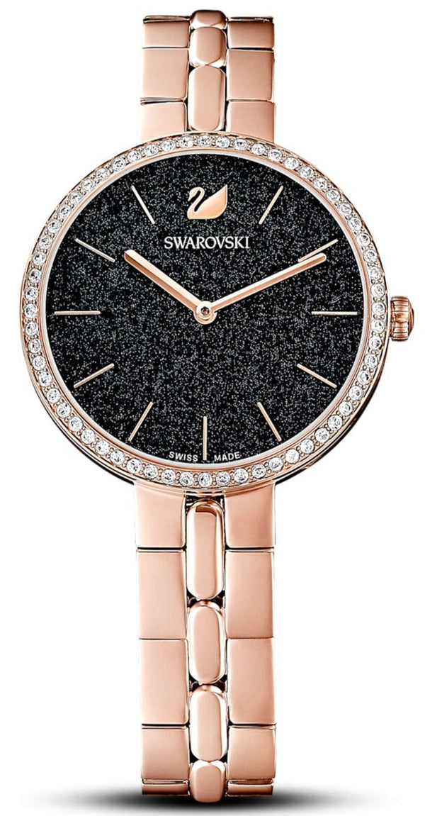 Shop Swarovski Cosmopolitan Black Dial Rose Gold Steel Strap Watch for Women - 5517797 in USA