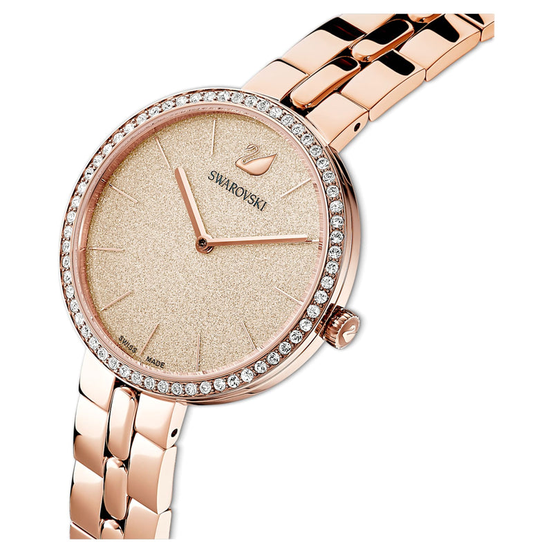 Shop Swarovski Cosmopolitan Diamond Powder Gold Dial Rose Gold Steel Strap Watch for Women - 5517800 in USA
