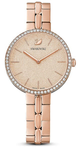 Shop Swarovski Cosmopolitan Diamond Powder Gold Dial Rose Gold Steel Strap Watch for Women - 5517800 in USA