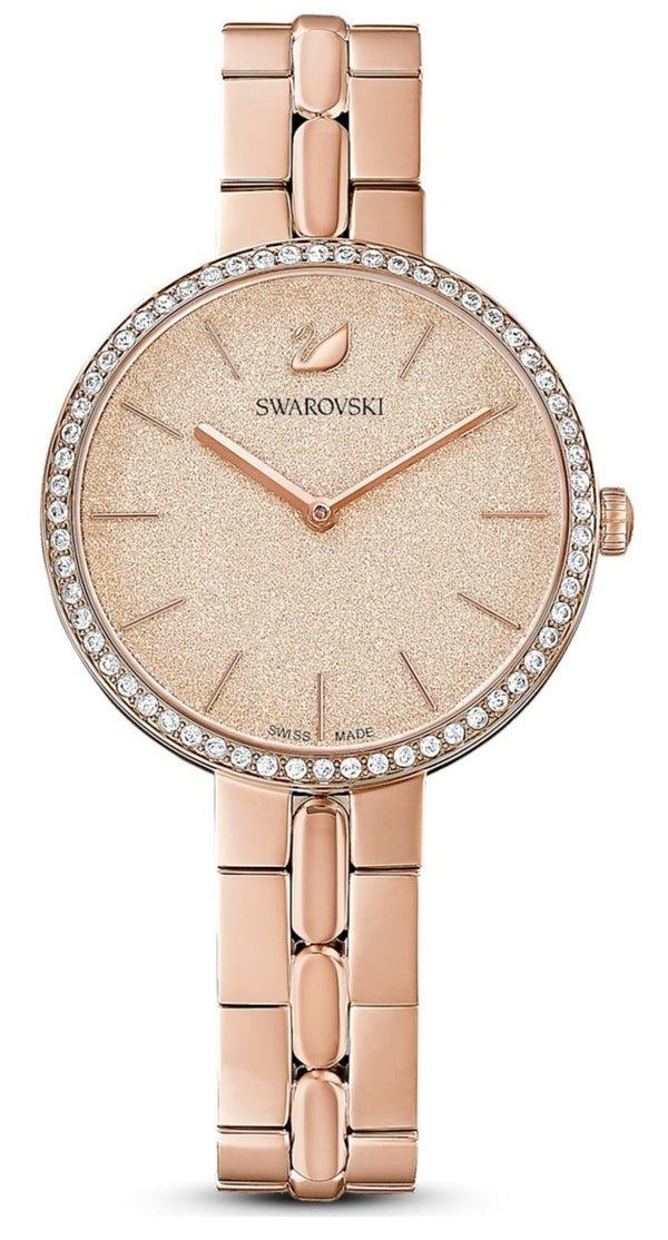 Shop Swarovski Cosmopolitan Diamond Powder Gold Dial Rose Gold Steel Strap Watch for Women - 5517800 in USA