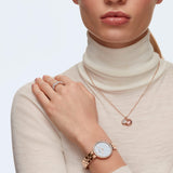 Shop Swarovski Cosmopolitan Diamond Powder Silver Dial Rose Gold Steel Strap Watch for Women - 5517803 in USA