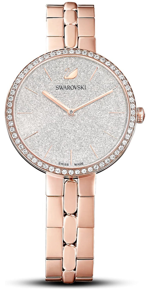 Shop Swarovski Cosmopolitan Diamond Powder Silver Dial Rose Gold Steel Strap Watch for Women - 5517803 in USA
