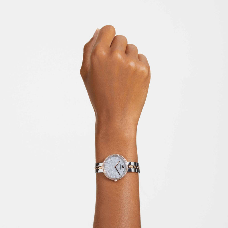 Shop Swarovski Cosmopolitan Crystals Silver Dial Two Tone Steel Strap Watch for Women - 5644081 in USA