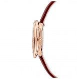 Swarovski Crystal Flower Red Dial Red Leather Strap Watch for Women - 5552780