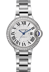 Cartier Ballon Bleu De Cartier Diamonds Silver Dial Silver Steel Strap Watch for Women - W4BB0023