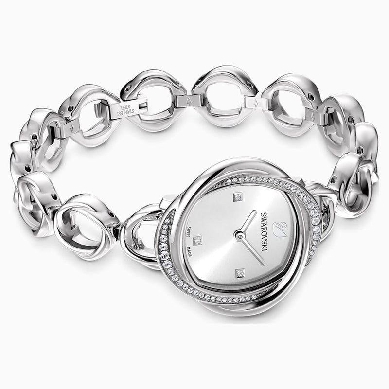 Shop Swarovski Crystal Flower Silver Dial Silver Steel Strap Watch for Women - 5547622 in USA