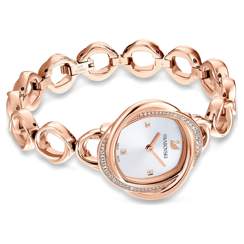 Shop Swarovski Crystal Flower Silver Dial Rose Gold Steel Strap Watch for Women - 5547626 in USA