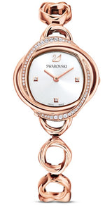 Shop Swarovski Crystal Flower Silver Dial Rose Gold Steel Strap Watch for Women - 5547626 in USA