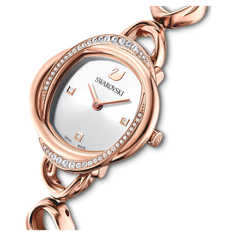 Shop Swarovski Crystal Flower Silver Dial Rose Gold Steel Strap Watch for Women - 5547626 in USA