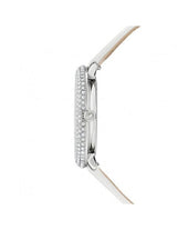 Shop Swarovski Crystal Frost Silver Dial White Leather Strap Watch for Women - 5484070 in USA